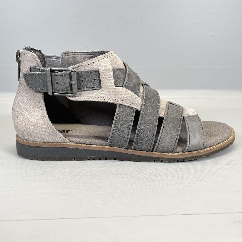 CAT Caterpillar Gladiator Sandals Womens Size 5 Gray Leather Zip Buckle Shoes